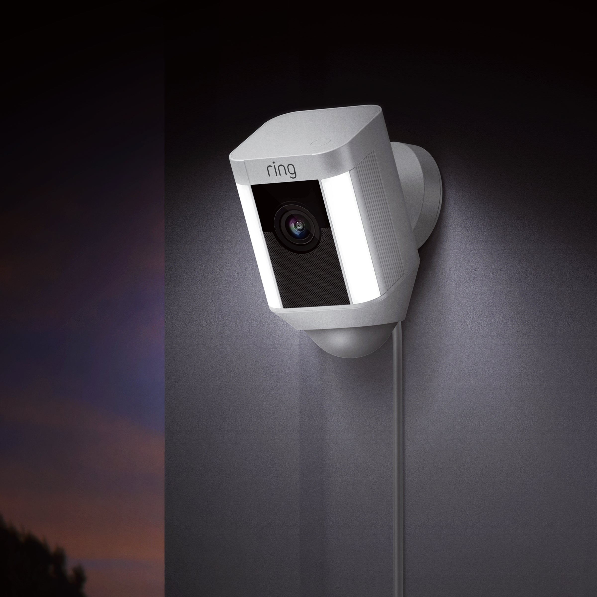Ring Spotlight Cam Wired: Plugged-in HD security camera with built-in spotlights, two-way talk and a siren alarm, Works with Alexa